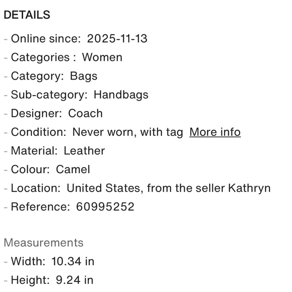 Coach 1941 Whiplash Saddle Bag in Pebble Camel Leather - Picture 7 of 7